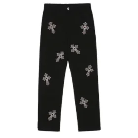 Spodnie Chrome Hearts z krzyżem z kryształków