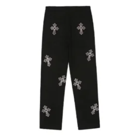 Spodnie Chrome Hearts z krzyżem z kryształków