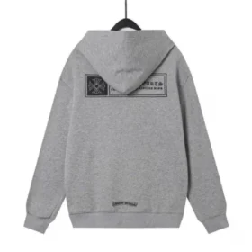 Szara bluza z kapturem i zamkiem błyskawicznym Chrome Hearts z motywem kwiatowym