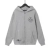 Szara bluza z kapturem i zamkiem błyskawicznym Chrome Hearts z motywem kwiatowym