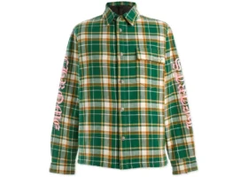 Zielona flanelowa koszula męska Chrome Hearts